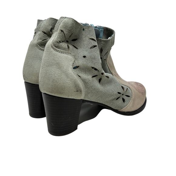 Desigual Ankle Boots Cutwork Tiger Print Heeled Blue Cream Pink Size 41 US 10 - Picture 7 of 14